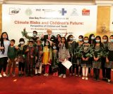 conference on climate change risks to the future of children in Pakistan, held in a hotel in Karachi