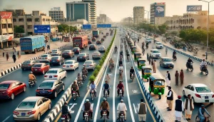 Karachi Residents Urge Government to Introduce Separate Lanes for Two-Wheelers