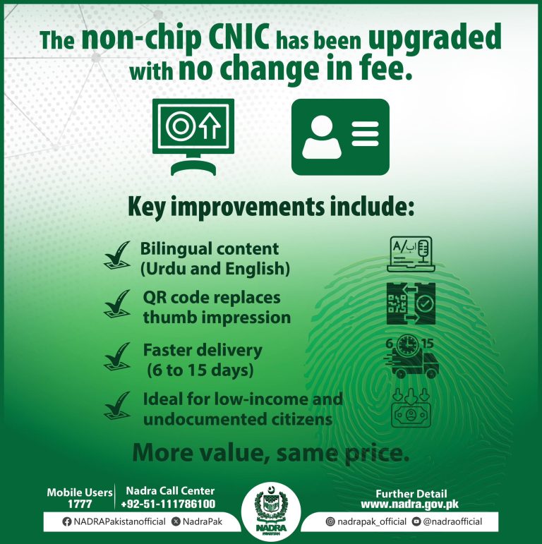 NADRA Introduces Enhanced Non-Chip CNICs to Provide Relief for Low-Income Citizens